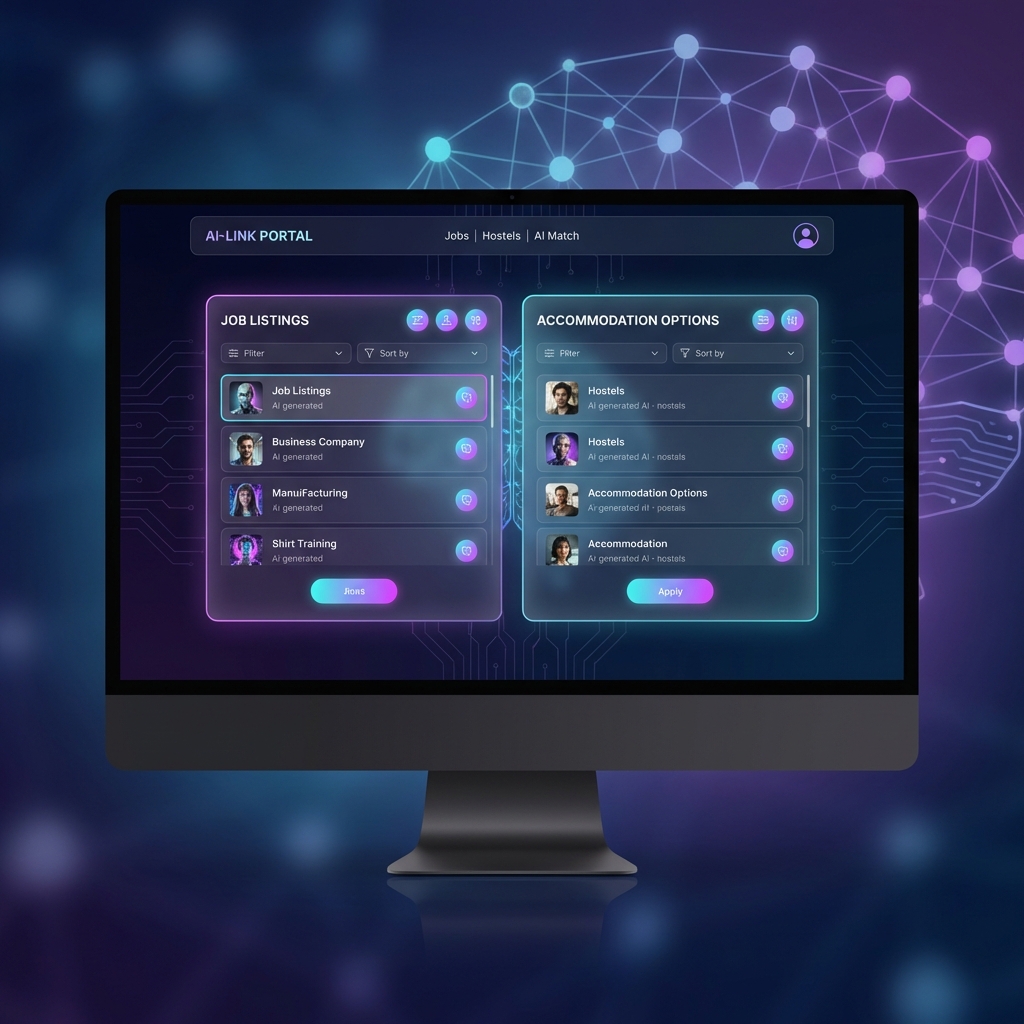 AI-Powered Job & Hostel portal interface.